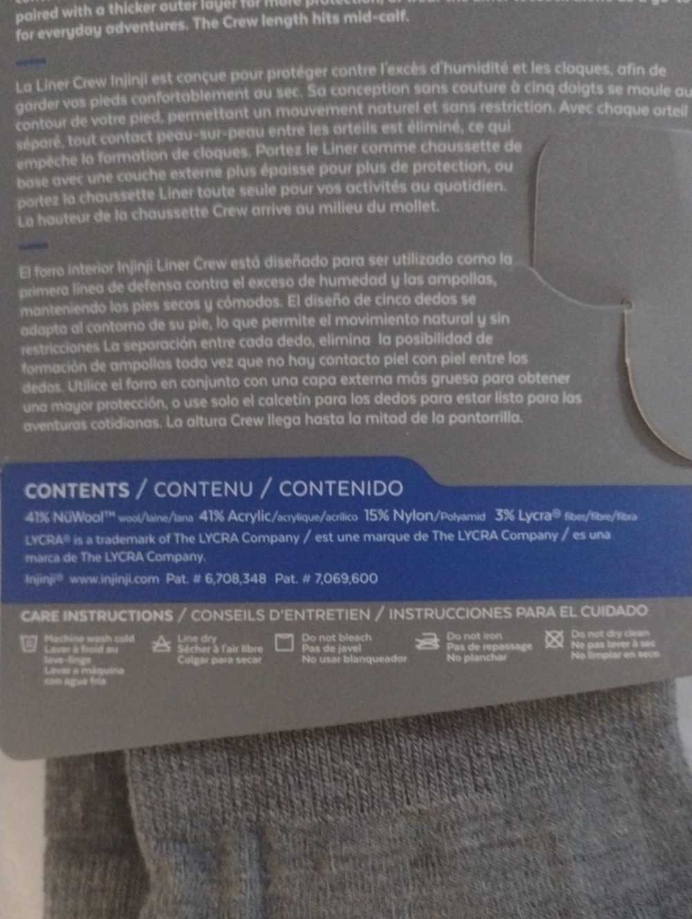 Injinji Unisex Performance Liner Gray Toe Socks (J783) - Picture 3 of 3